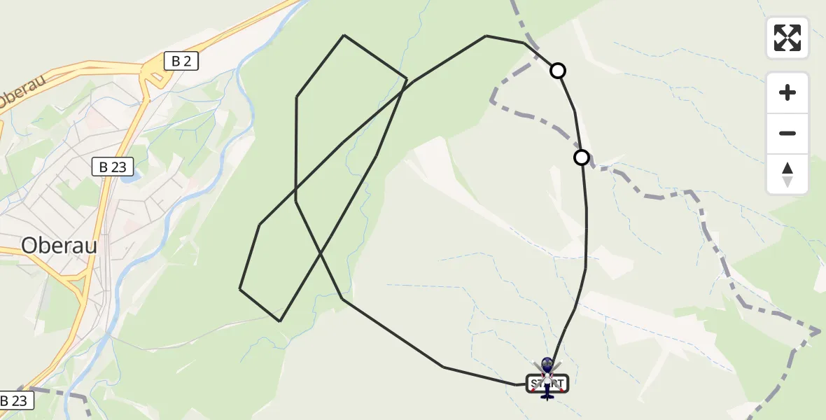 Flugroute Polizeihubschrauber Oberau - Oberau, 04 August 2026, 06:34