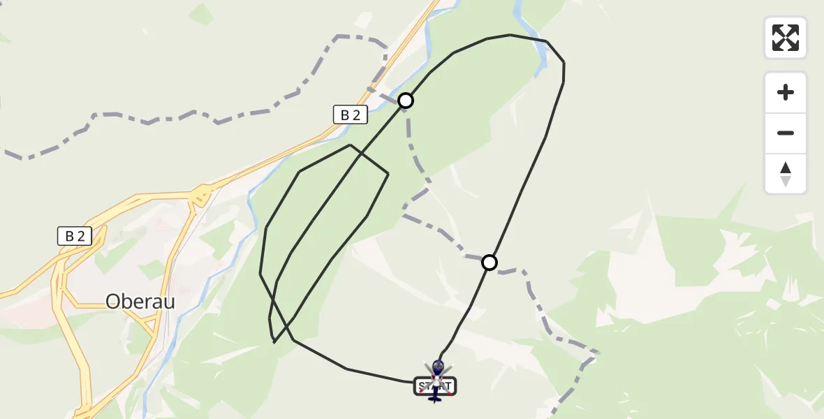 Flugroute Polizeihubschrauber Oberau - Oberau, 04 August 2026, 06:48