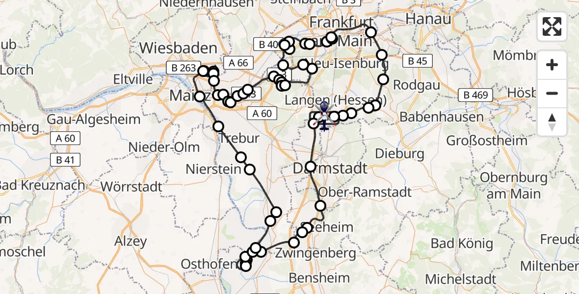 Flugroute Polizeihubschrauber Flughafen Frankfurt-Egelsbach - Flughafen Frankfurt-Egelsbach, 04 August 2026, 06:56