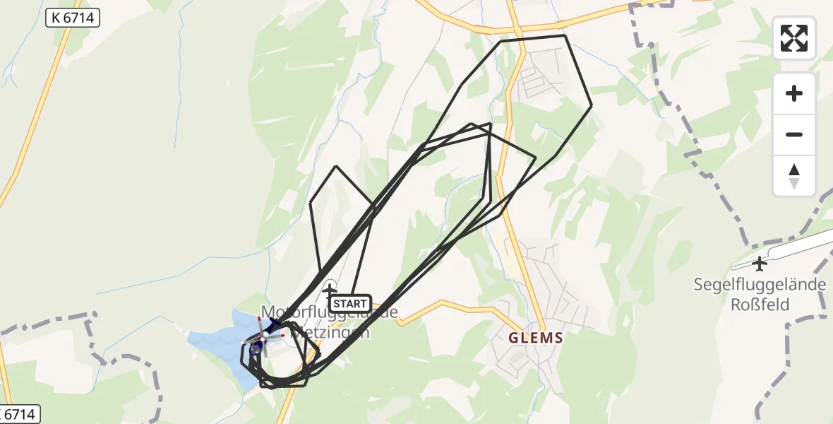Flugroute Polizeihubschrauber Metzingen - Metzingen, 04 August 2026, 07:03