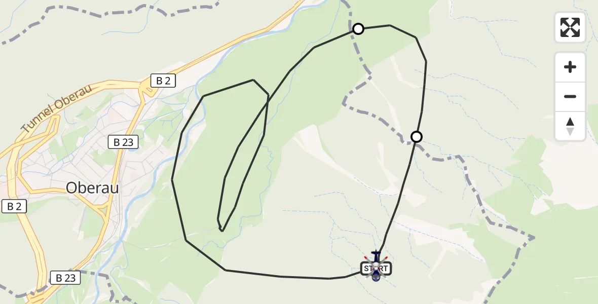 Flugroute Polizeihubschrauber Oberau - Oberau, 04 August 2026, 07:09