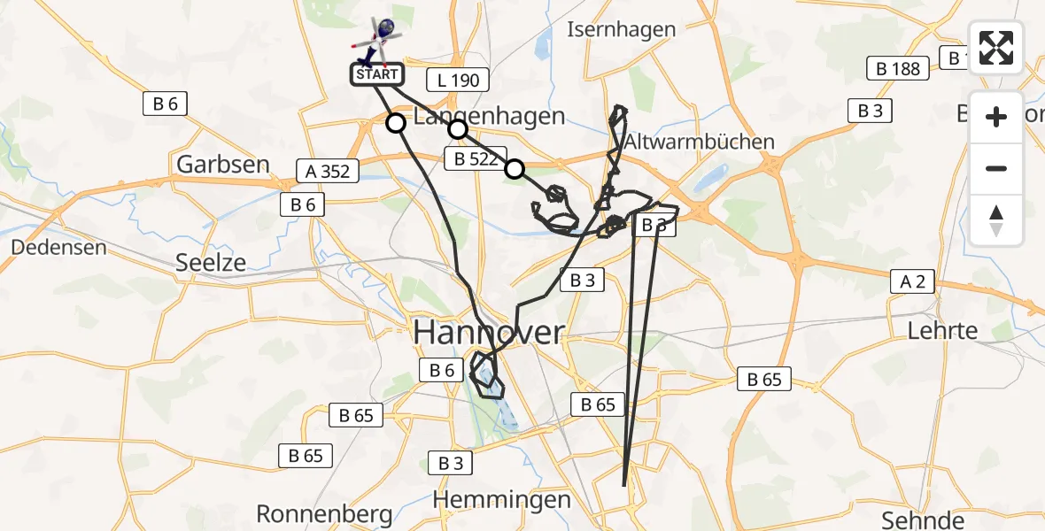Flugroute Polizeihubschrauber Flughafen Hannover - Flughafen Hannover, 04 August 2026, 07:21