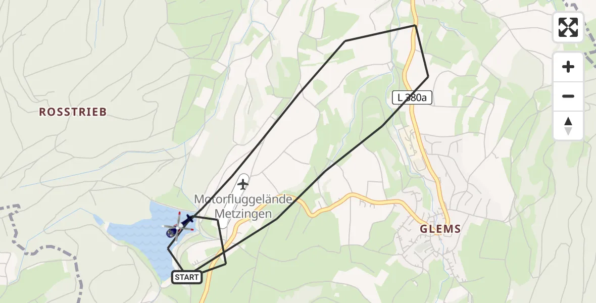 Flugroute Polizeihubschrauber Metzingen - Metzingen, 04 August 2026, 07:30