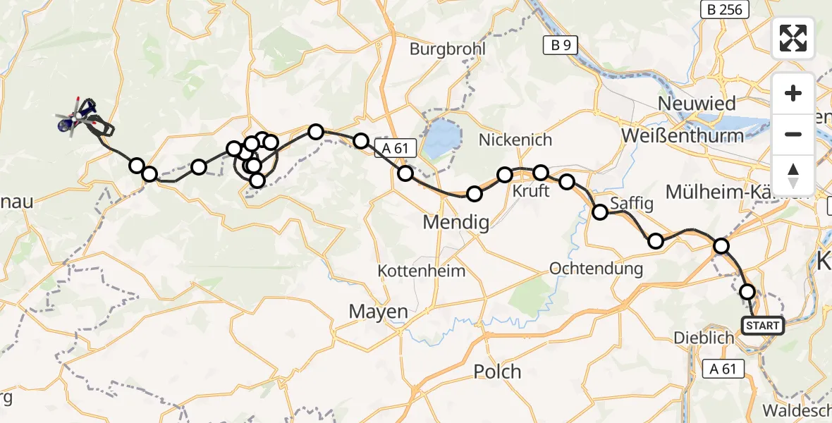 Flugroute Polizeihubschrauber Winningen - Kaltenborn, 04 August 2026, 08:17