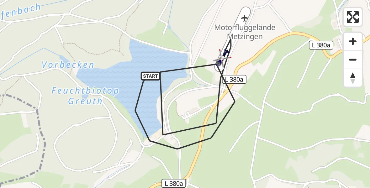 Flugroute Polizeihubschrauber Metzingen - Metzingen, 04 August 2026, 08:24