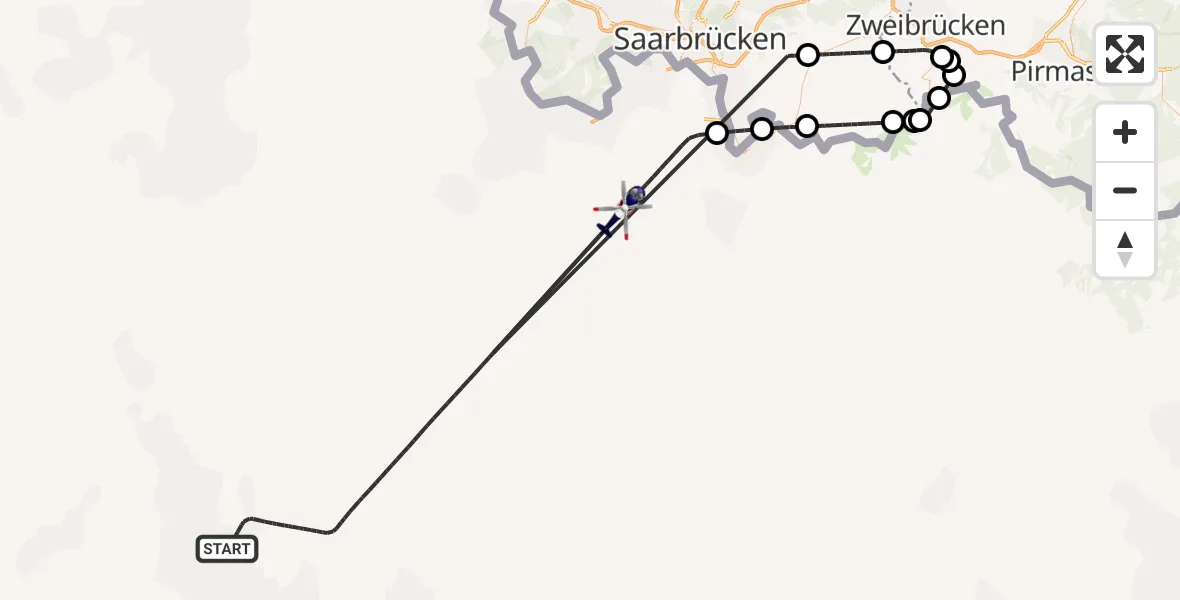 Flugroute Polizeihubschrauber Nancy-Essey Airport - Mandelbachtal, 04 August 2026, 09:41