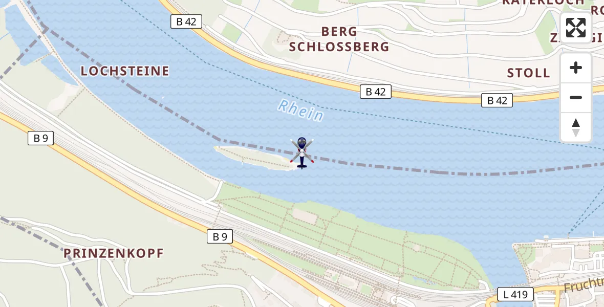 Flugroute Polizeihubschrauber Bingen am Rhein - Bingen am Rhein, 04 August 2026, 09:49