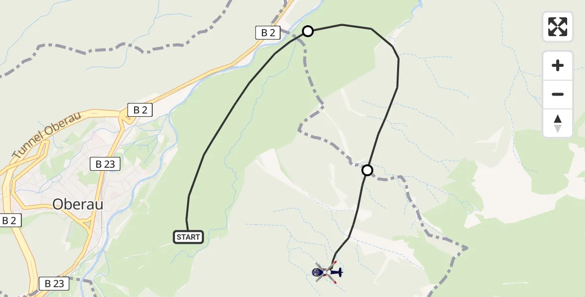 Flugroute Polizeihubschrauber Oberau - Oberau, 04 August 2026, 10:10