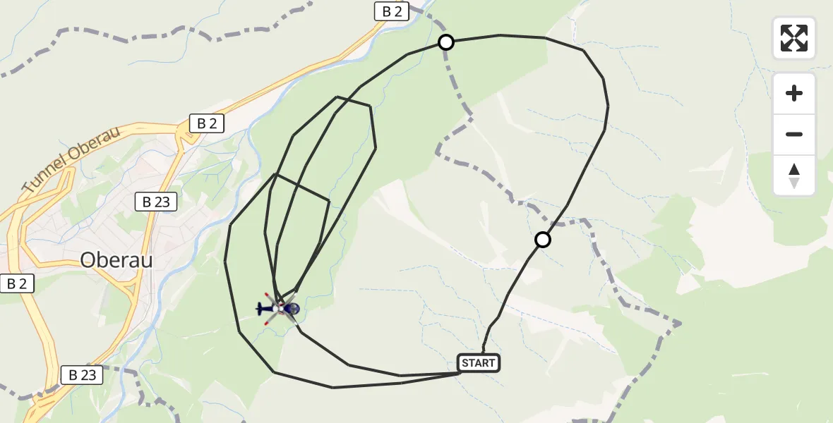 Flugroute Polizeihubschrauber Oberau - Oberau, 04 August 2026, 10:21