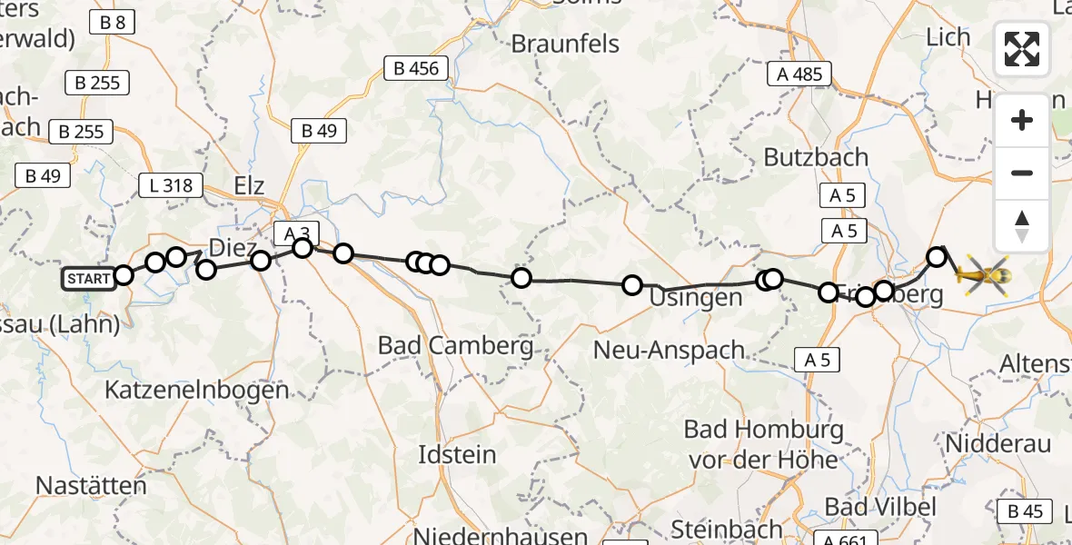 Flugroute Ambulanzhubschrauber Winden - Reichelsheim (Wetterau), 04 August 2026, 10:44