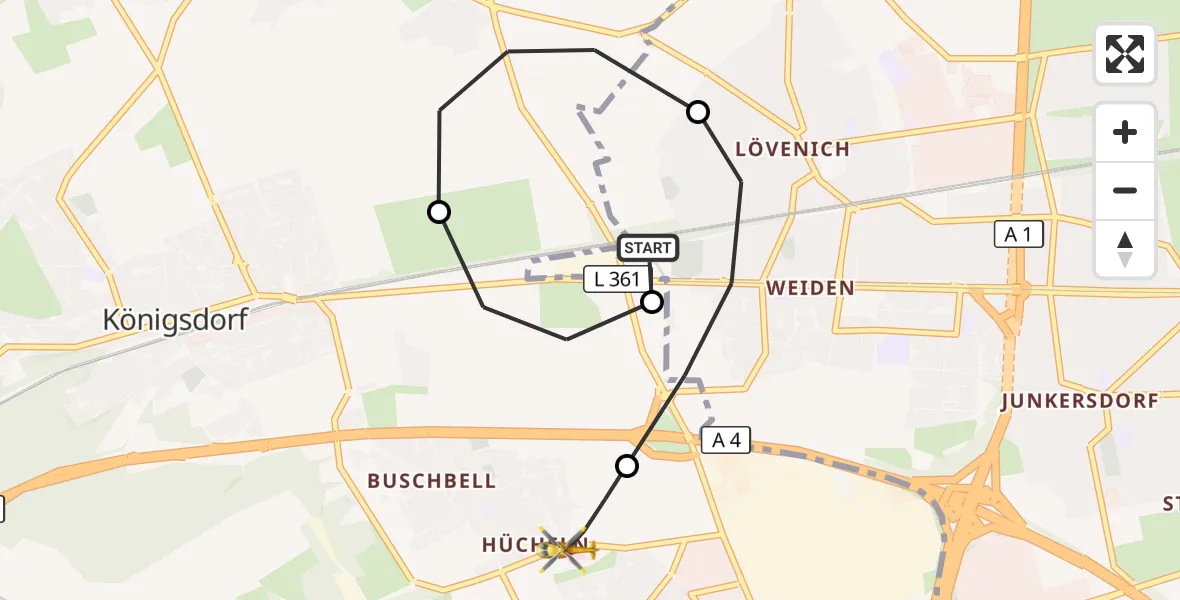 Flugroute Rettungshubschrauber Köln - Frechen, 04 August 2026, 10:44