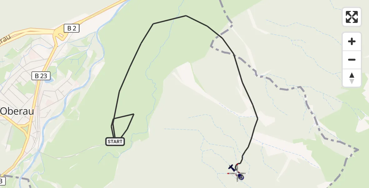 Flugroute Polizeihubschrauber Oberau - Oberau, 04 August 2026, 10:50