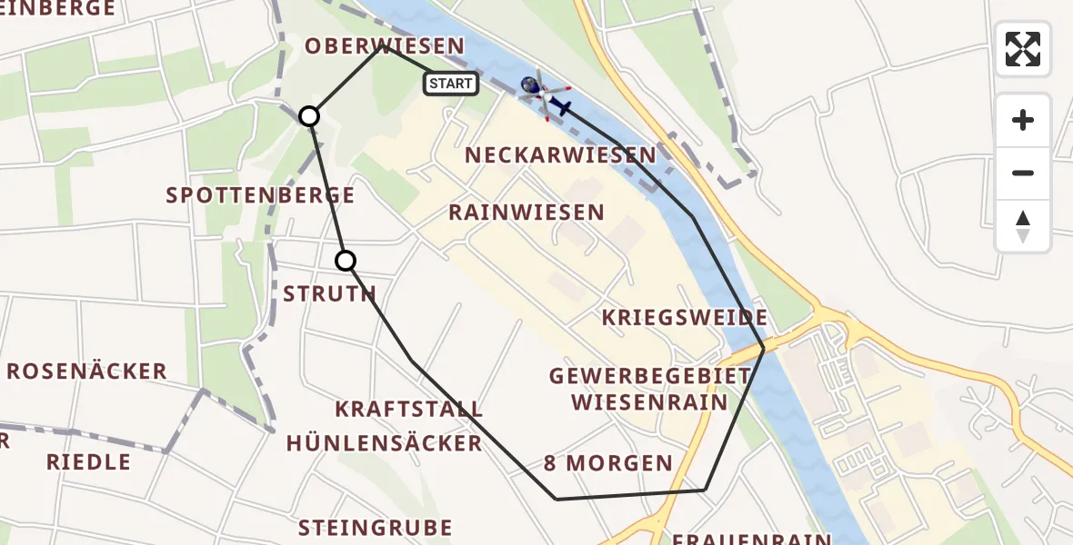 Flugroute Polizeihubschrauber Remseck am Neckar - Remseck am Neckar, 04 August 2026, 10:56