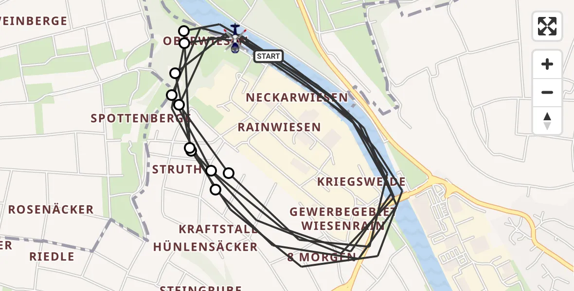 Flugroute Polizeihubschrauber Remseck am Neckar - Remseck am Neckar, 04 August 2026, 11:02