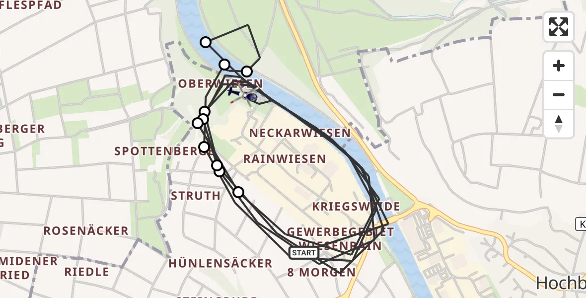 Flugroute Polizeihubschrauber Remseck am Neckar - Remseck am Neckar, 04 August 2026, 11:21