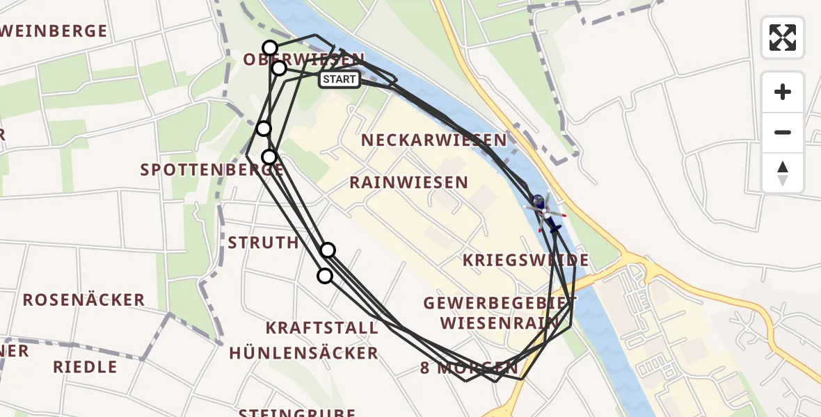 Flugroute Polizeihubschrauber Remseck am Neckar - Remseck am Neckar, 04 August 2026, 11:43