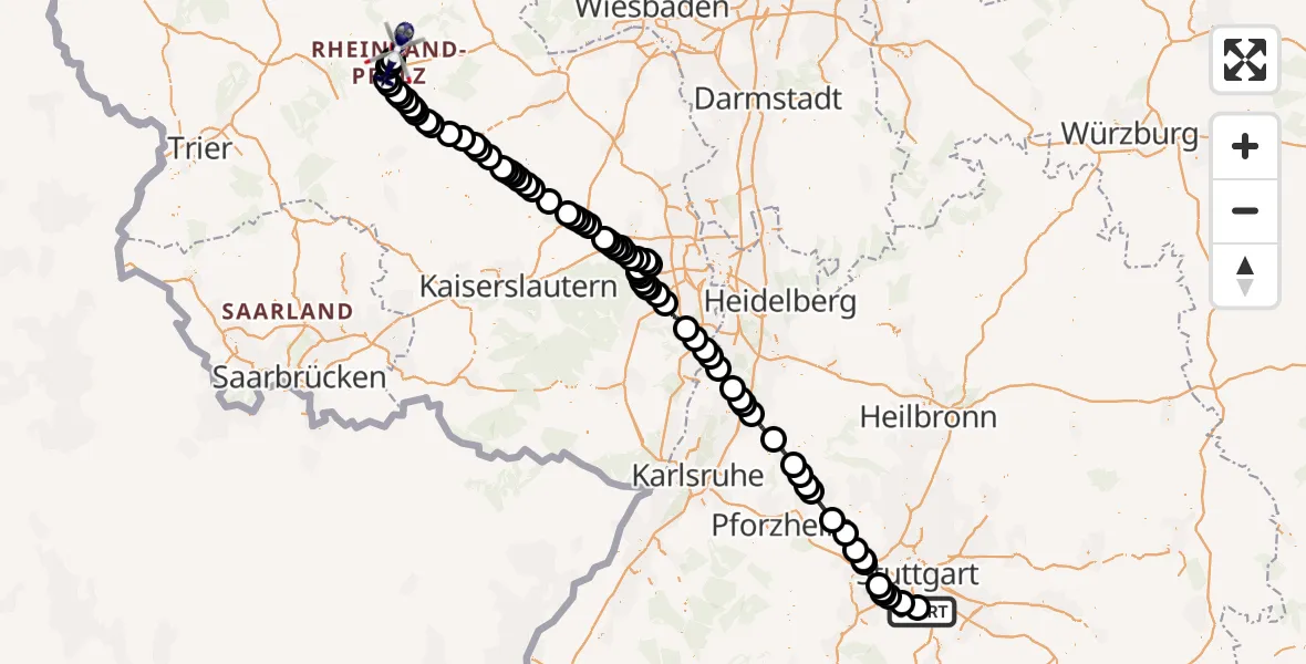 Flugroute Polizeihubschrauber Flughafen Stuttgart - Schwarzen, 04 August 2026, 11:53