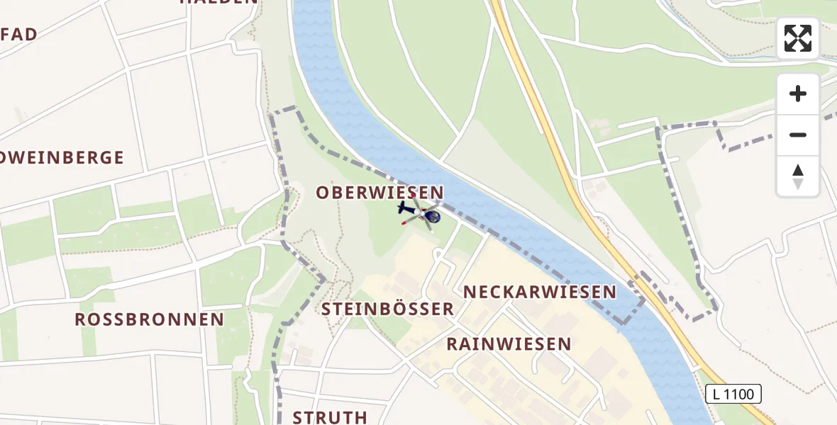 Flugroute Polizeihubschrauber Remseck am Neckar - Remseck am Neckar, 04 August 2026, 12:11