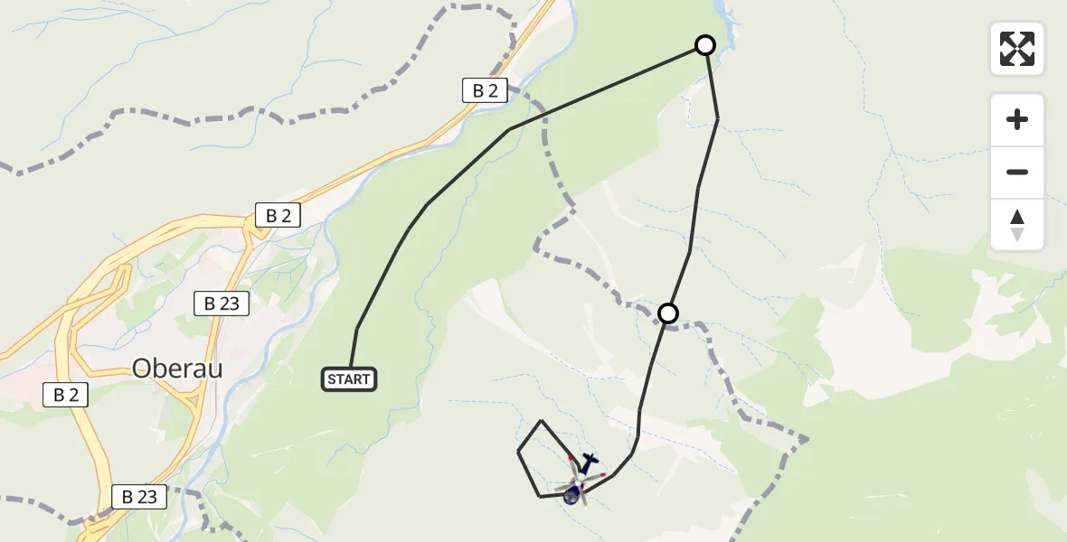 Flugroute Polizeihubschrauber Oberau - Oberau, 04 August 2026, 12:16