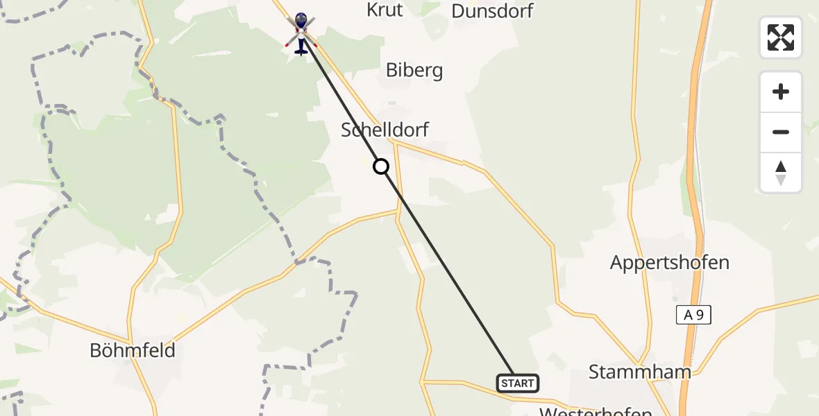 Flugroute Polizeihubschrauber Stammham - Kipfenberg, 04 August 2026, 12:25