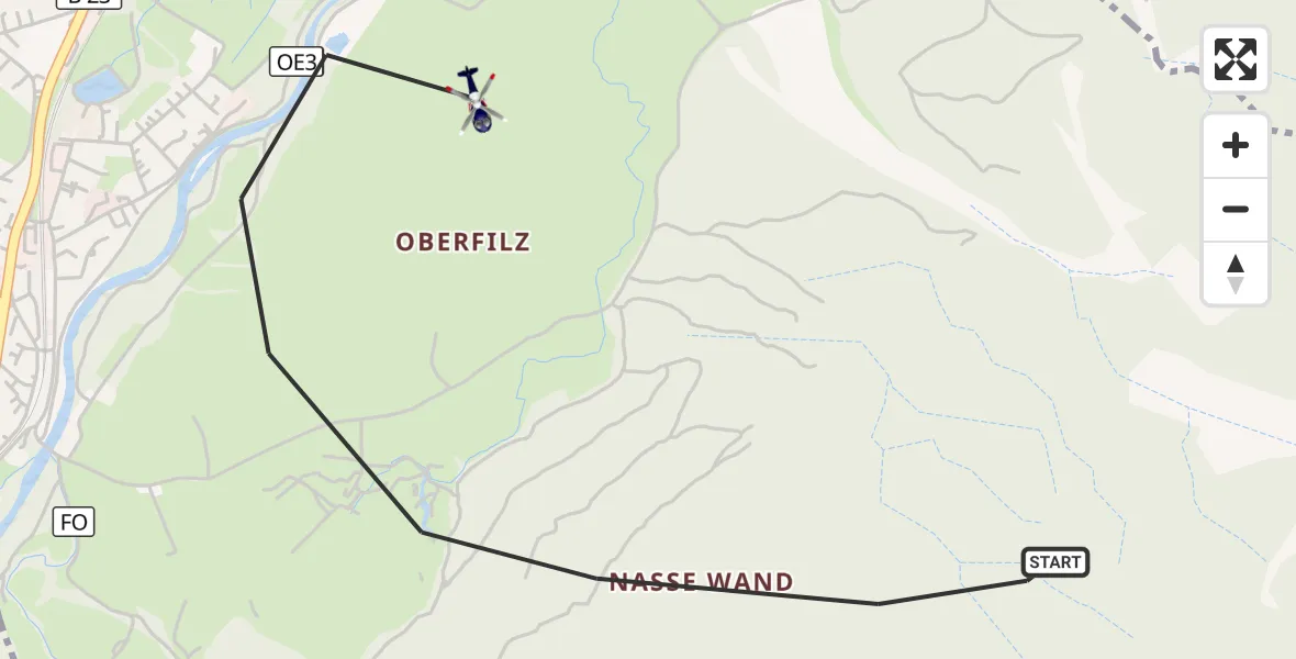 Flugroute Polizeihubschrauber Oberau - Oberau, 04 August 2026, 12:36