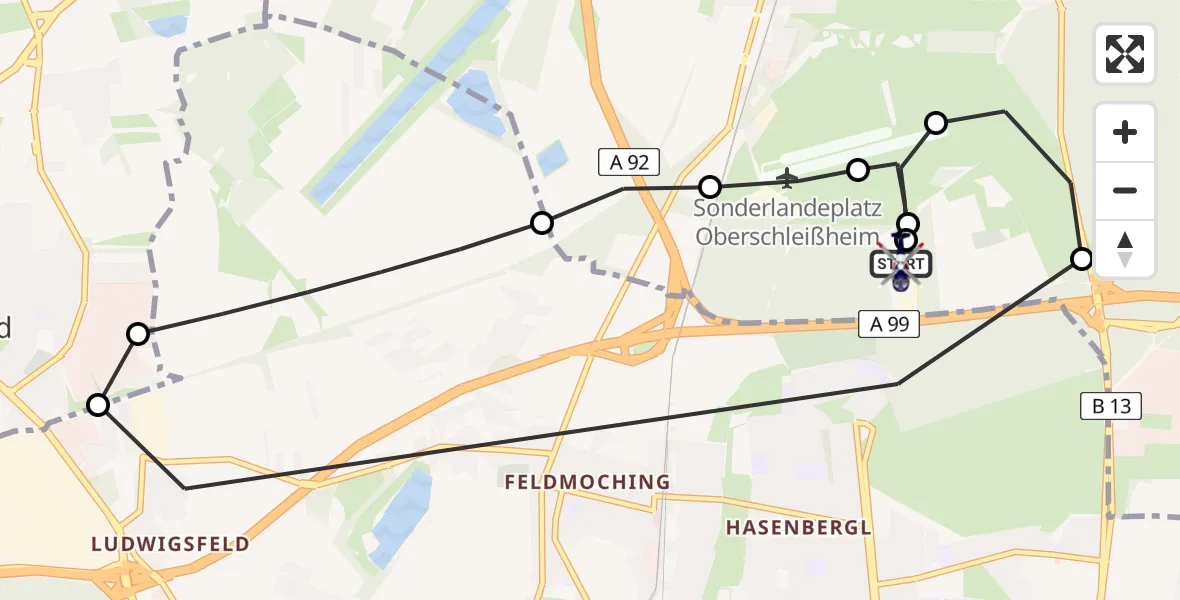 Flugroute Polizeihubschrauber Oberschleißheim - Oberschleißheim, 04 August 2026, 12:38