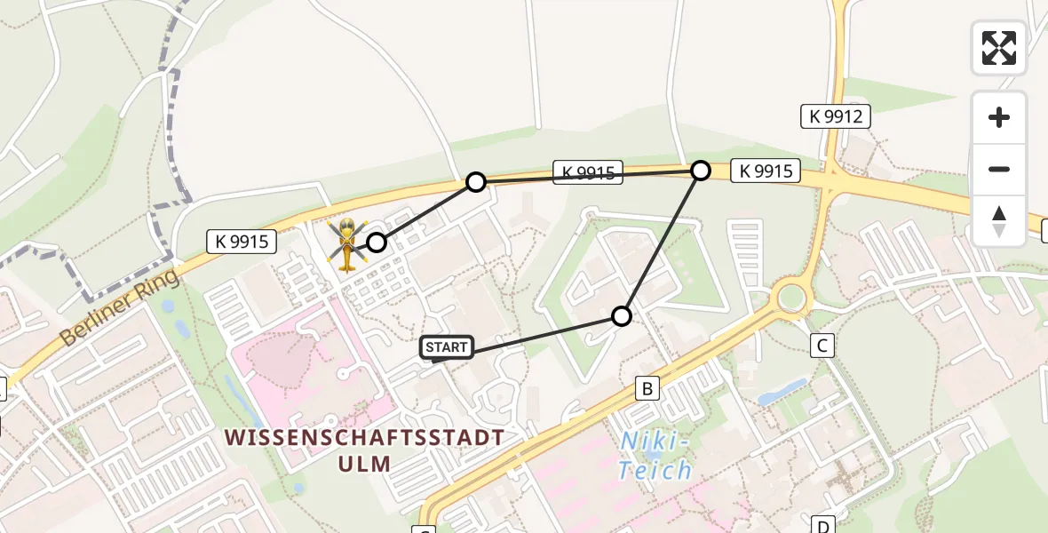 Flugroute Rettungshubschrauber Ulm Military Hospital Emergency - ADAC Air Rescue Station Ulm (Christoph 22), 04 August 2026, 12:51