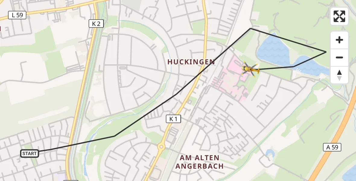 Flugroute Rettungshubschrauber Duisburg - Duisburg, 04 August 2026, 12:54