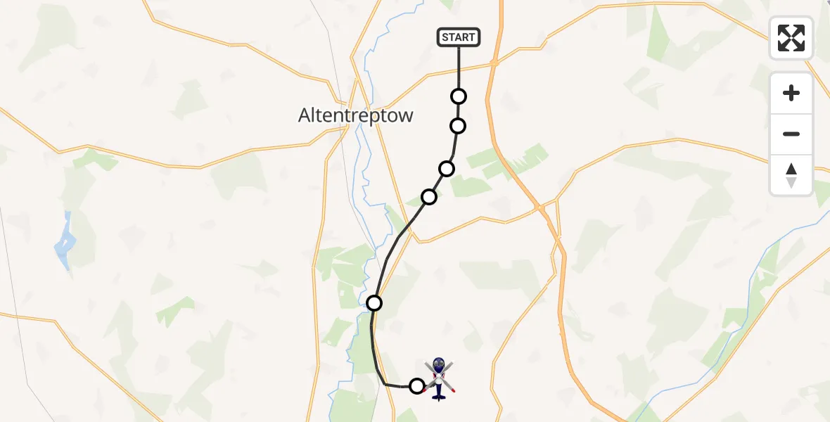 Flugroute Polizeihubschrauber Grapzow - Neubrandenburg Trollenhagen Flughafen, 04 August 2026, 13:01