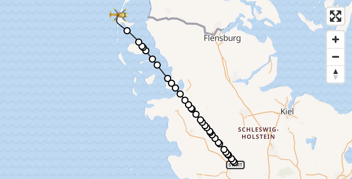 Flugroute Rettungshubschrauber Itzehoe Hungriger Wolf Flugplatz - Sylt, 04 August 2026, 13:27
