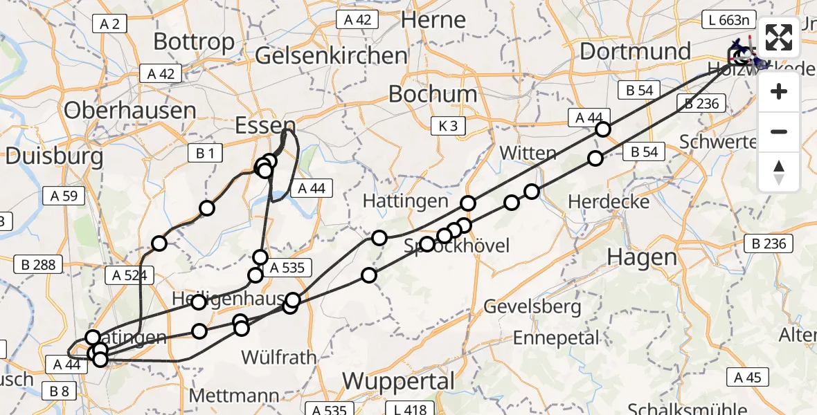 Flugroute Polizeihubschrauber Dortmund Flughafen - Dortmund Flughafen, 04 August 2026, 13:36