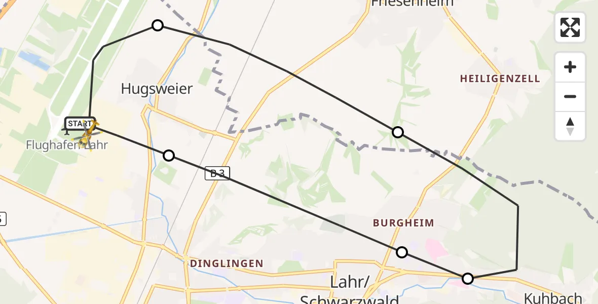 Flugroute Rettungshubschrauber Lahr Flughafen - Lahr Flughafen, 04 August 2026, 14:10