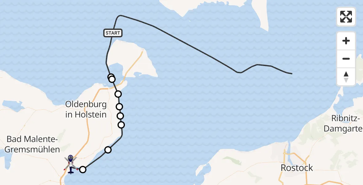 Flugroute Polizeihubschrauber Fehmarn - Neustadt in Holstein, 04 August 2026, 15:16
