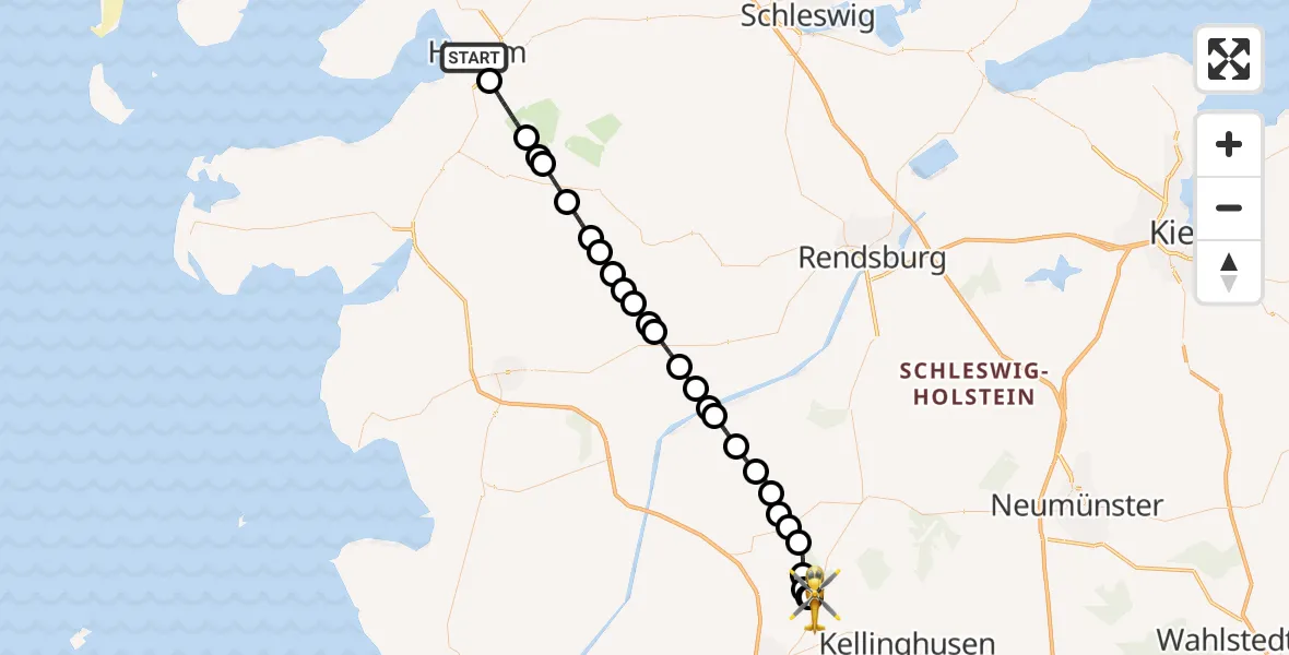 Flugroute Rettungshubschrauber Husum - Itzehoe Hungriger Wolf Flugplatz, 04 August 2026, 15:31