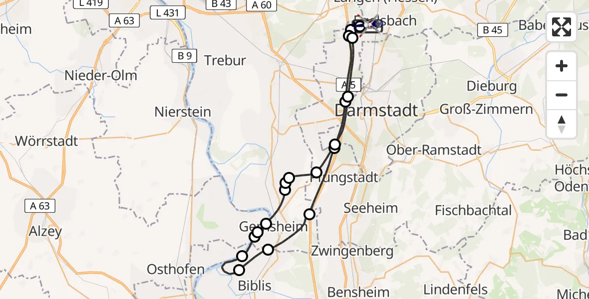 Flugroute Polizeihubschrauber Flughafen Frankfurt-Egelsbach - Flughafen Frankfurt-Egelsbach, 04 August 2026, 15:42