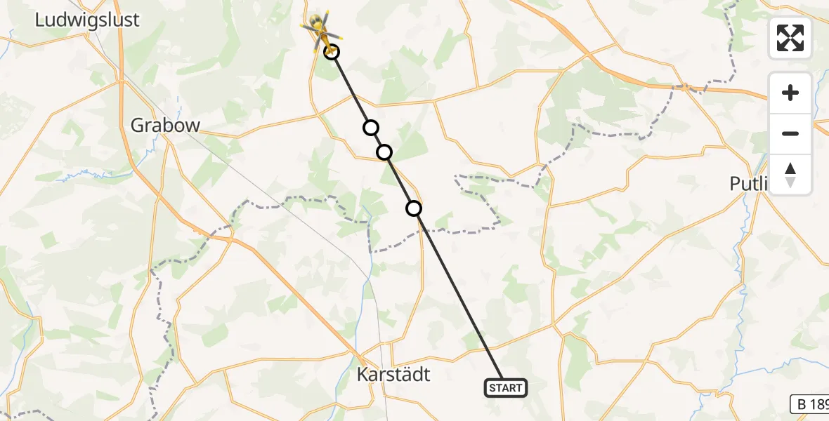 Flugroute Rettungshubschrauber Karstädt - Muchow, 04 August 2026, 15:50