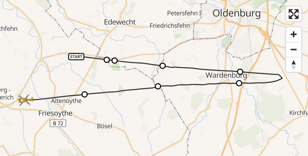 Flugroute Rettungshubschrauber Friesoythe - Friesoythe, 04 August 2026, 15:50