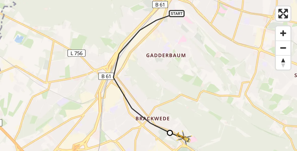 Flugroute Rettungshubschrauber Bielefeld - Luftrettungszentrum Bielefeld, 04 August 2026, 16:07