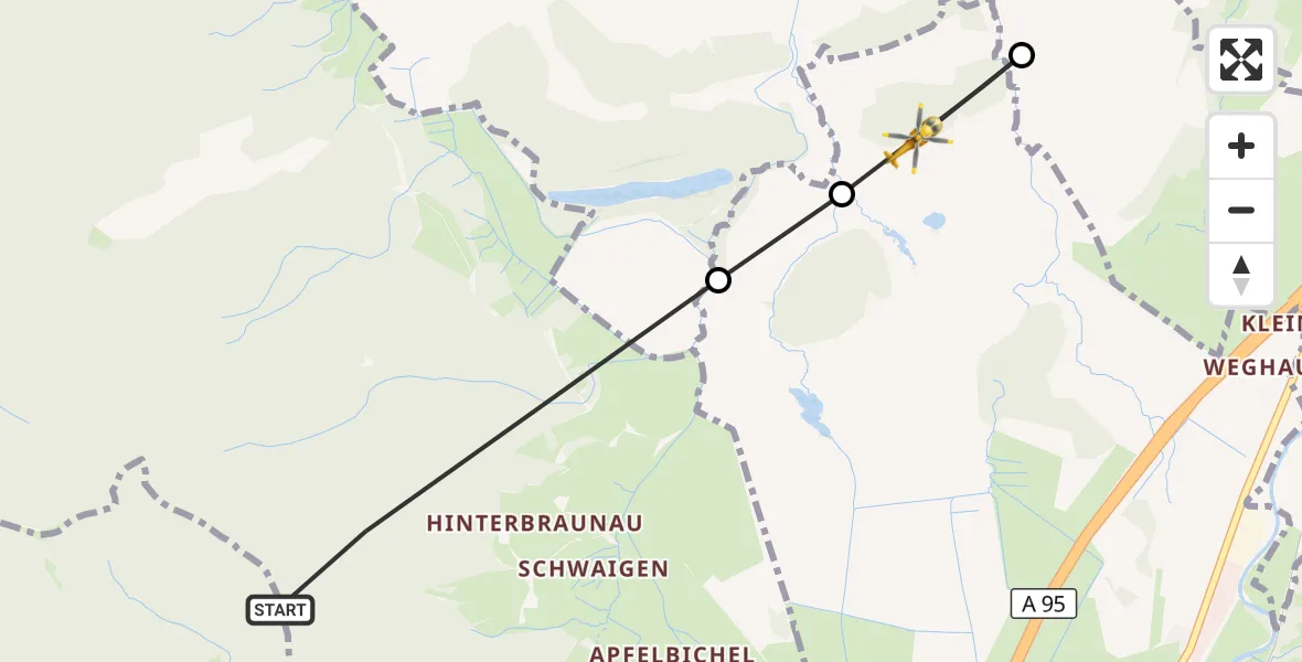 Flugroute Rettungshubschrauber Schwaigen - Eschenlohe, 04 August 2026, 16:36