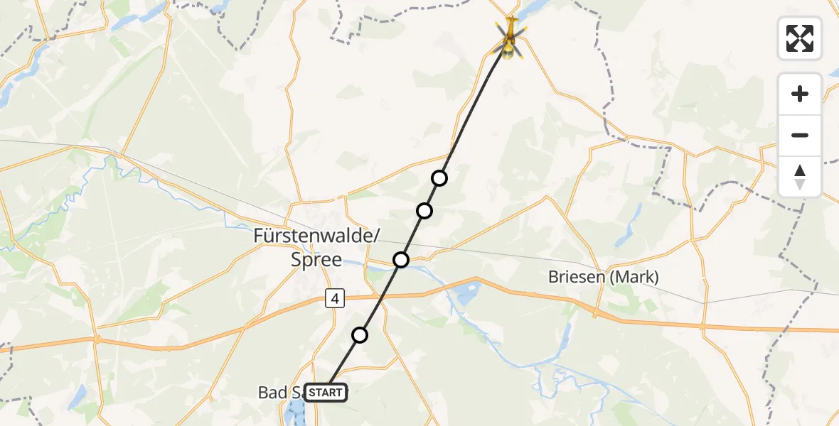 Flugroute Rettungshubschrauber Bad Saarow - Steinhöfel, 04 August 2026, 16:36