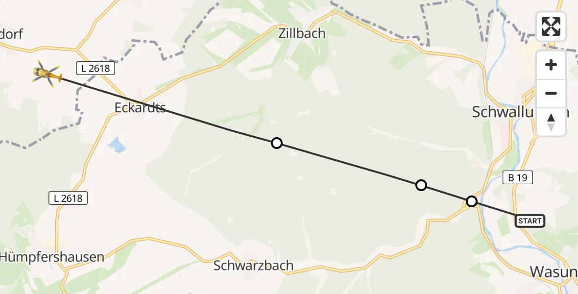 Flugroute Rettungshubschrauber Wasungen - Roßdorf, 04 August 2026, 16:39