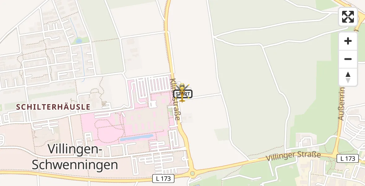 Flugroute Ambulanzhubschrauber DRF Air Rescue Station Villingen-Schwenningen Hubschrauberlandeplatz (Christoph 11) - DRF Air Rescue Station Villingen-Schwenningen Hubschrauberlandeplatz (Christoph 11), 04 August 2026, 16:46
