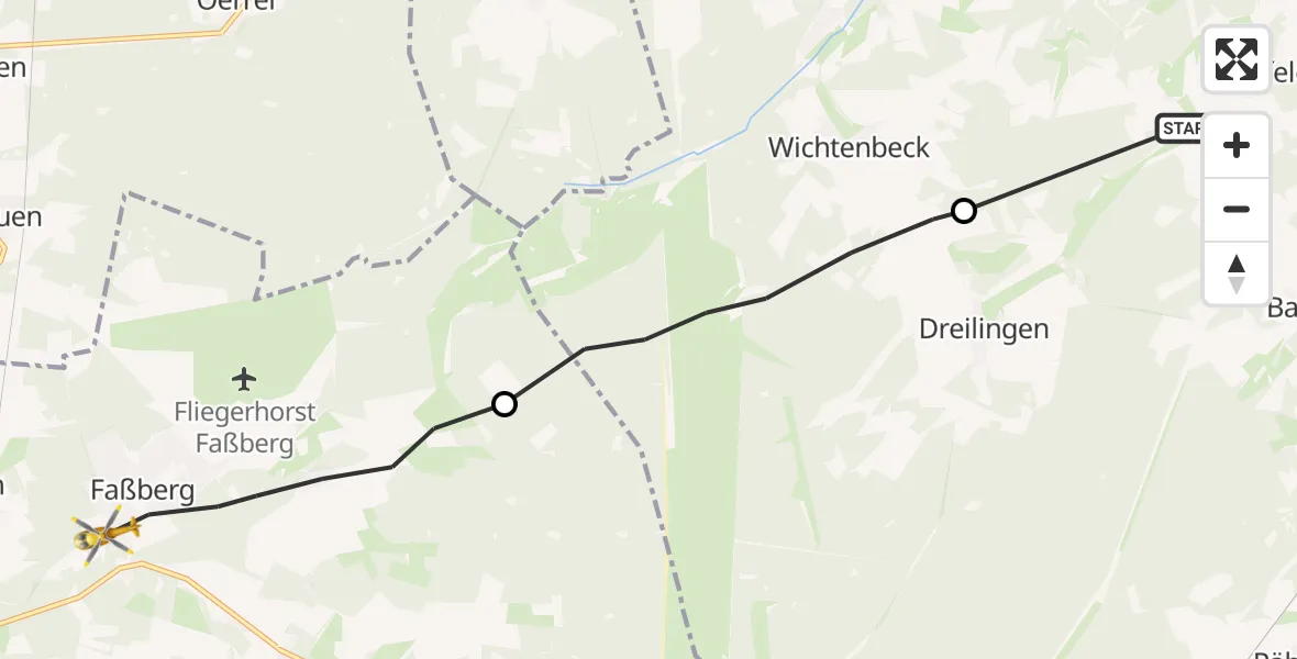 Flugroute Rettungshubschrauber Gerdau - Faßberg, 04 August 2026, 17:10