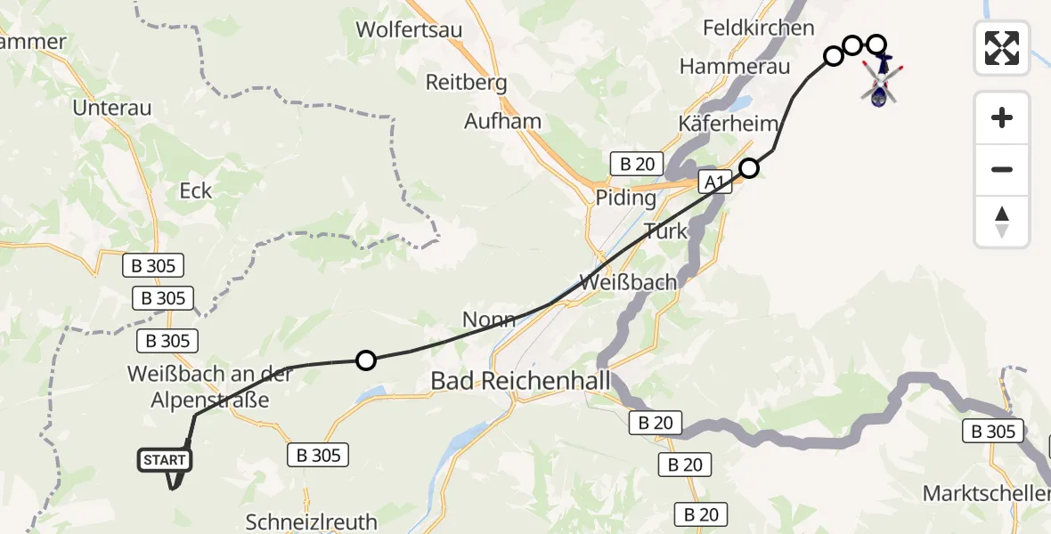 Flugroute Polizeihubschrauber Schneizlreuth - Salzburg Airport, 04 August 2026, 18:04