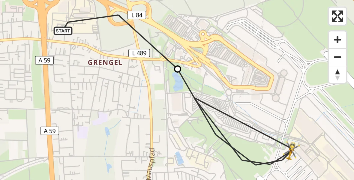 Flugroute Ambulanzhubschrauber Köln - Köln Bonn Flughafen, 04 August 2026, 18:24