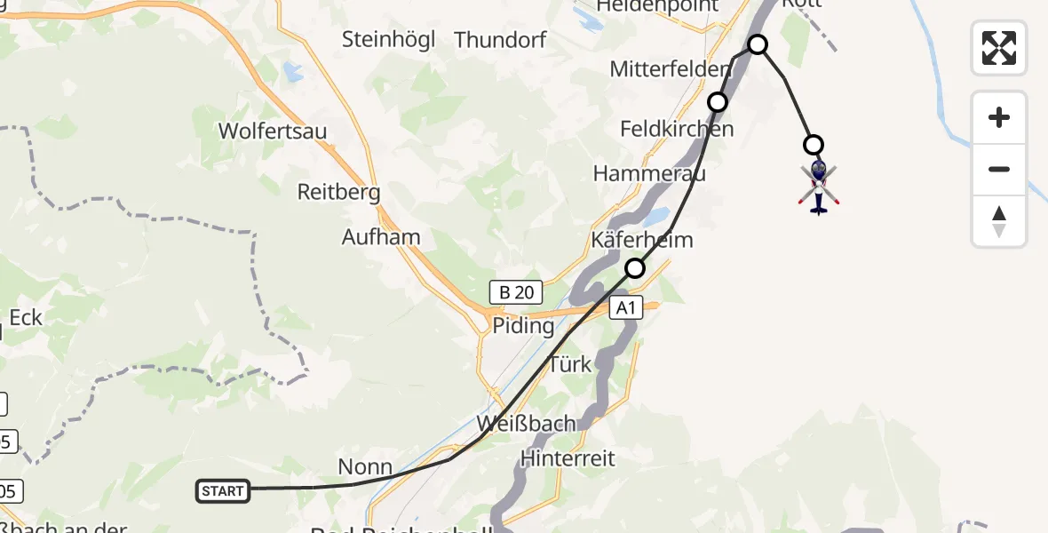 Flugroute Polizeihubschrauber Bad Reichenhall - Salzburg Airport, 04 August 2026, 19:48