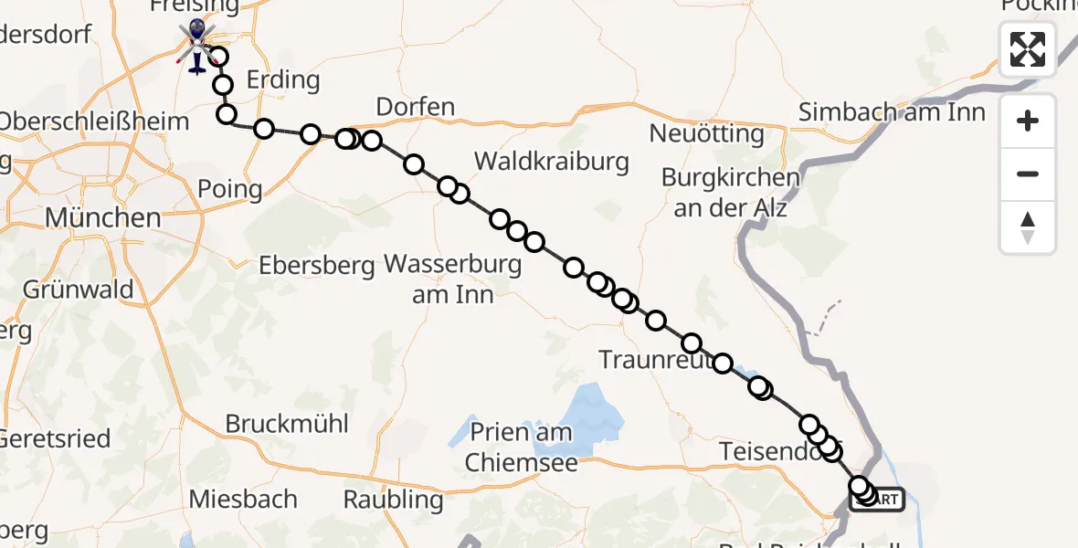 Flugroute Polizeihubschrauber Salzburg Airport - München Flughafen, 04 August 2026, 20:11