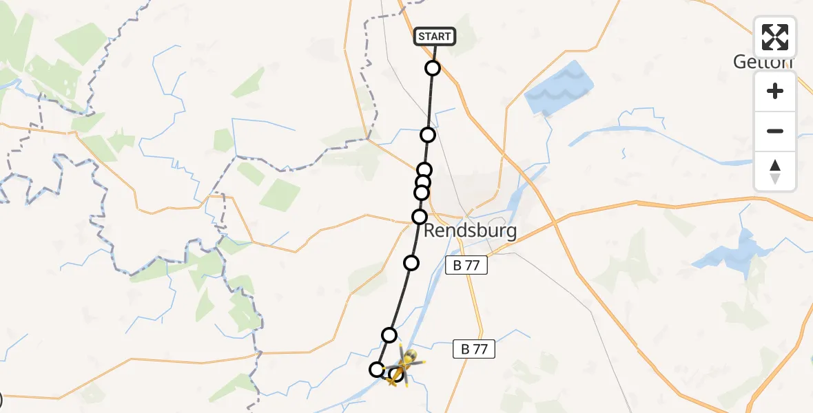 Flugroute Ambulanzhubschrauber Brekendorf - Hörsten, 04 August 2026, 20:34