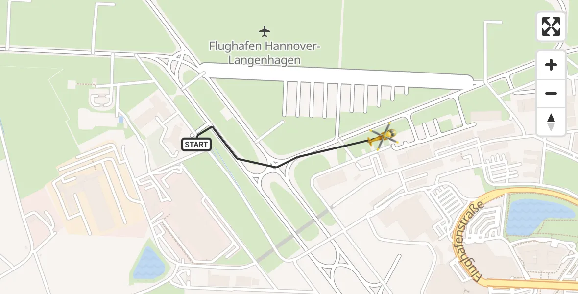 Flugroute Rettungshubschrauber Flughafen Hannover - Flughafen Hannover, 04 August 2026, 20:38