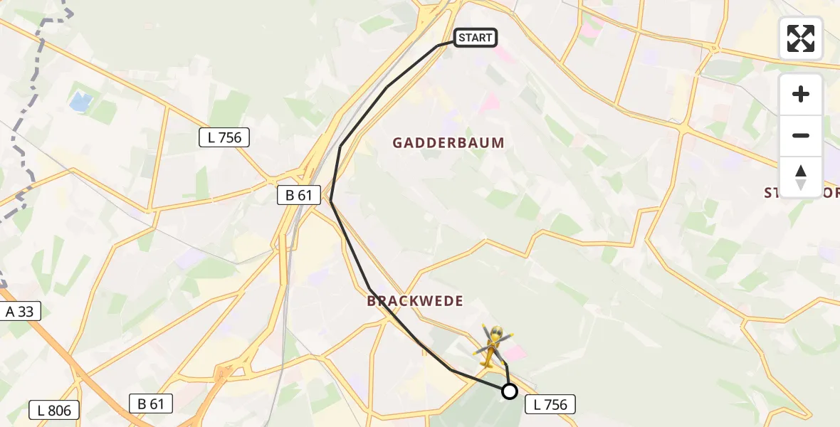 Flugroute Rettungshubschrauber Bielefeld - Luftrettungszentrum Bielefeld, 04 August 2026, 20:44